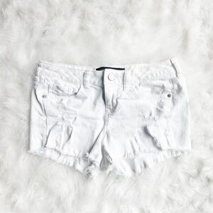 Express Jeans White Distressed Denim Cutoff Shorts Frayed